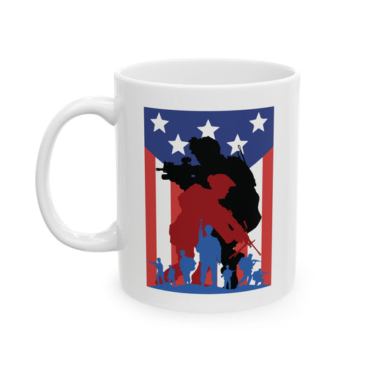 Happy Memorial Day Heart USA FLAG Soldier Veterans Ceramic Mug, 11oz